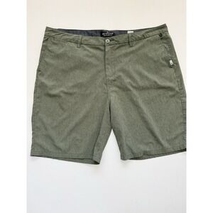 Quiksilver Men's Green Solid Chino Shorts Flat Front Pockets Button Zipper